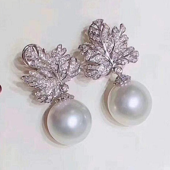 Exceptionally Beautiful High Quality White Pearl Drop Earrings