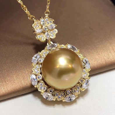 Beautiful Natural Gold South Sea Pearl Pendant