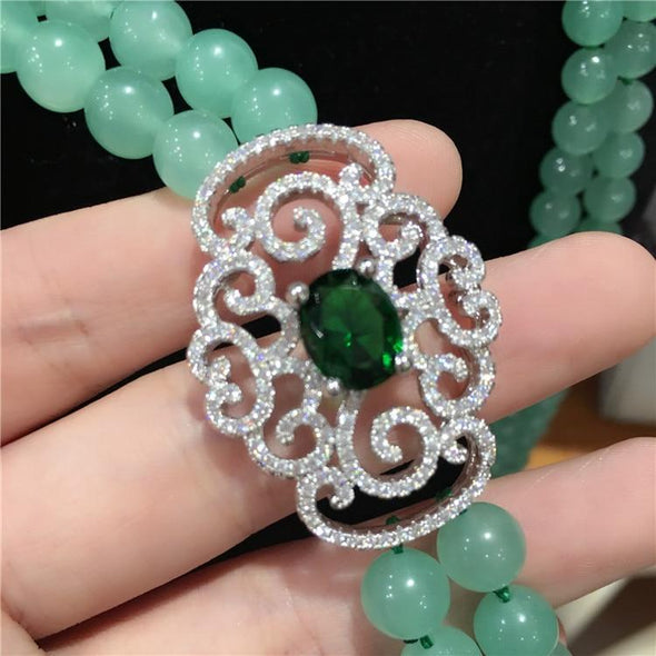 Natural Light Green Jade Long Necklace