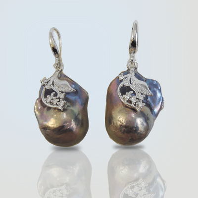 Gorgeous Dark Freshwater Baroque Pearl Earrings