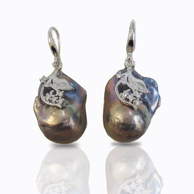 Gorgeous Dark Freshwater Baroque Pearl Earrings
