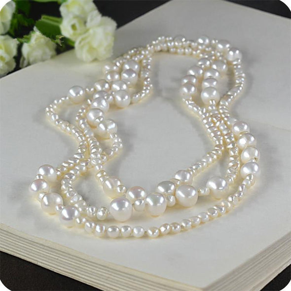 Elegant Natural 63 Inch Long Pearl Necklace