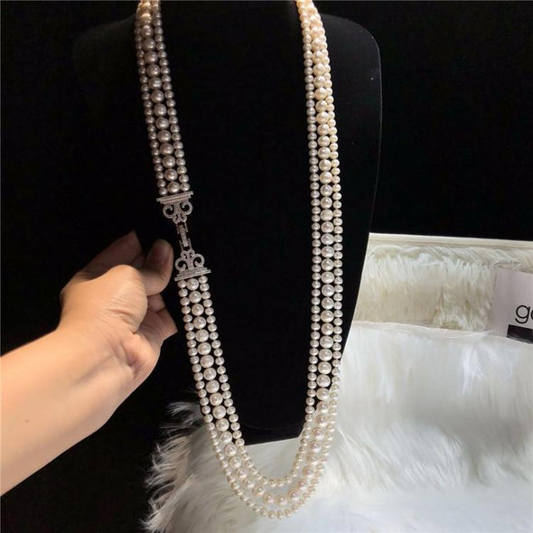 Unique Triple Strand Freshwater Pearl Necklace