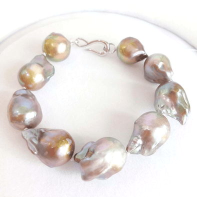 High Quality Natural Freshwater Gray Baroque Pearl Bracelet