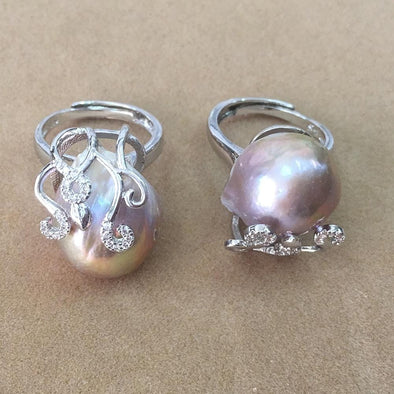 Baroque Shaped Natural Freshwater Lavender Pearl Ring