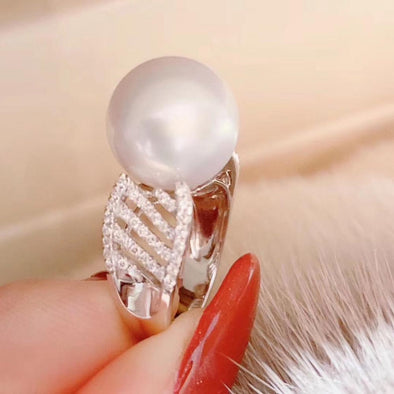 Natural Round Fresh Water Adjustable Pearl Ring