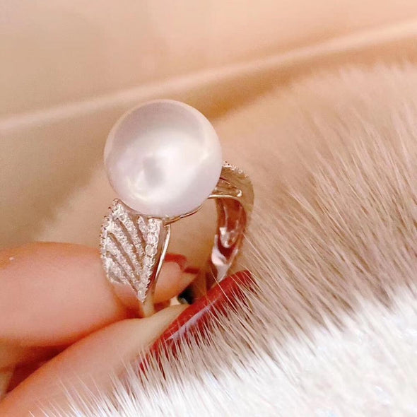 Natural Round Fresh Water Adjustable Pearl Ring