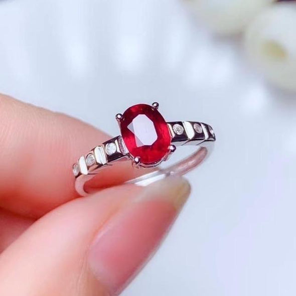 Classic Natural Solitare Ruby Ring