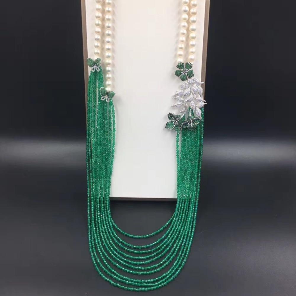 Green jade necklace 3 layer green jade stone mala