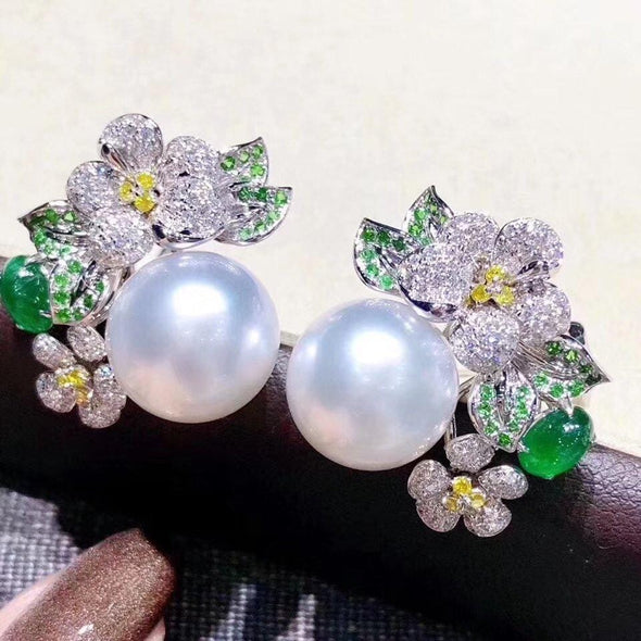 Enchanted Floral Stud Pearl Earrings