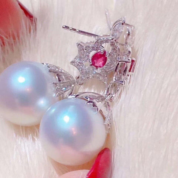 Exceptional Quality High End White Pearl Drop Earrings