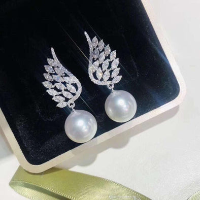 Angel Wing White Pearl Freshwater Pearl Earrings