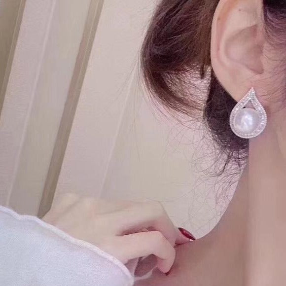 Elegant White Stud Pearl Earrings