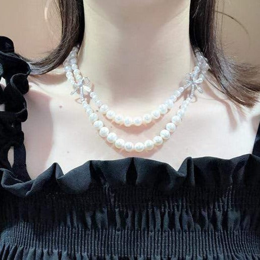 Sweet Delicate Double Strand Freshwater Pearl Choker Necklace